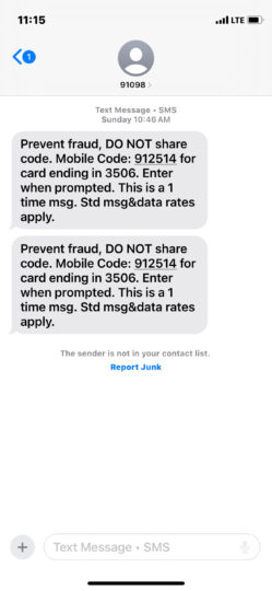 Fraudulent Text Example